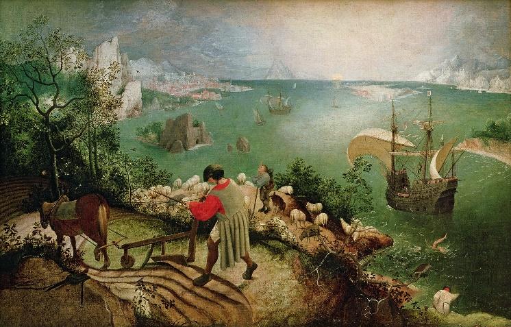 Figure 3. Pieter Brueghel, Landscape with the Fall of Icarus (c. 1590-95). Let s further draw out the analogy between seeing fictional objects and the is of artistic identification.