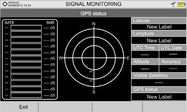 6 GPS Status: It shows a list and a graph with satellites detected to locate the GPS signal.