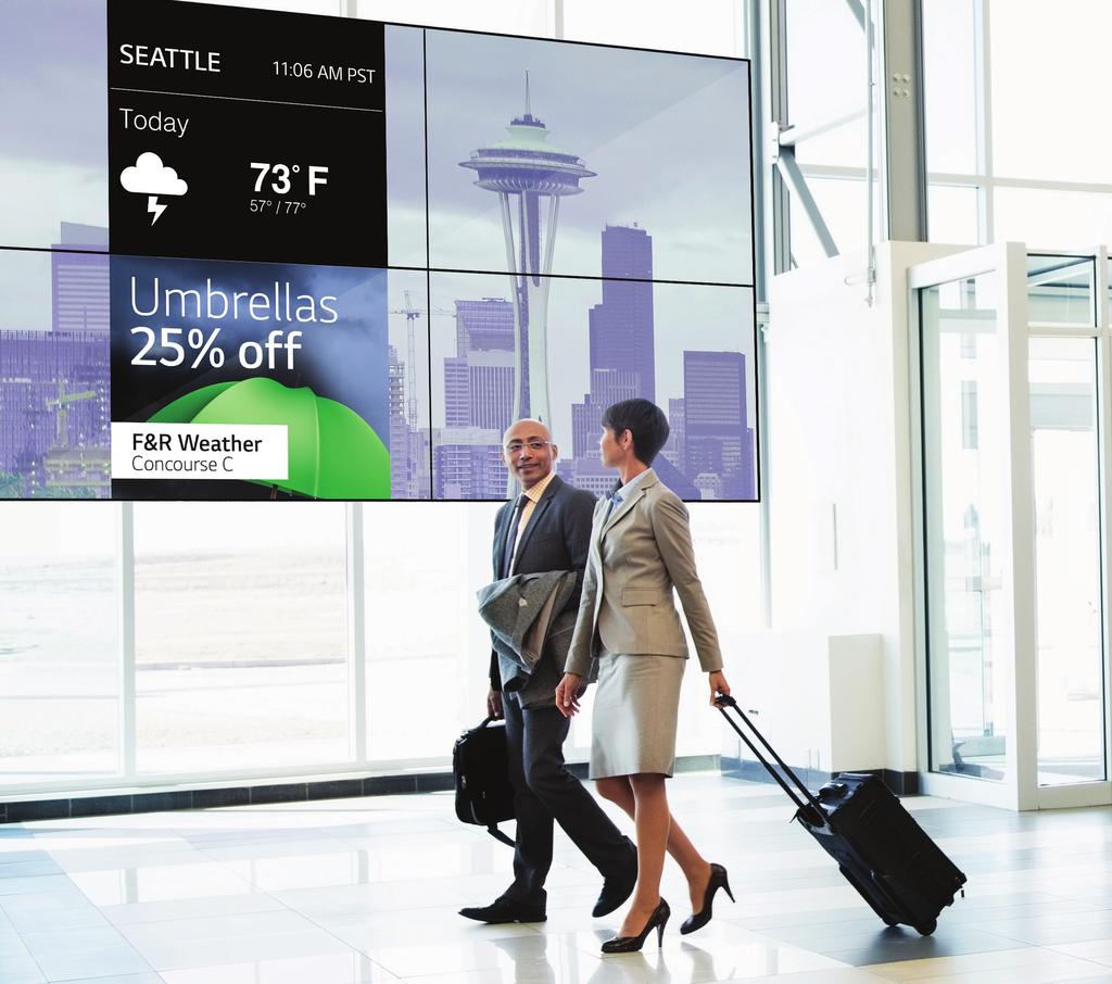 ELEVATE COMMUNICATION, ACCESSIBILITY AND PASSENGER CONFIDENCE By using digital signage for general information, wayfinding, alerts and advertising in key locations, airports can elevate their brand