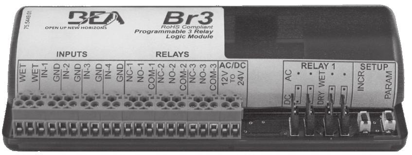 USER S GUIDE PROGRAMMABLE 3-RELAY LOGIC MODULE 1 Description The is a programmable 3 relay logic module that may be used for multiple applications, including simple timing, door mounted sensor