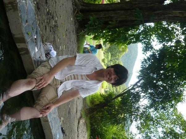 This is hot spring called sankhanpang. The garden is beautiful. We can eat boiled egg putting into the 105 degrees water.