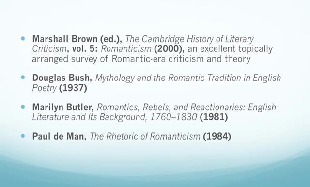 (Refer Slide Time: 19:07) And marshall brown s the Cambridge history of literary