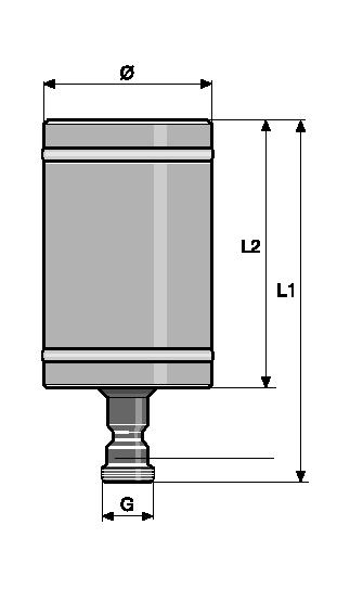 1.5 Hydraulic/Mechanical Accessories PP pressure accumulator 1 Volume Connection Ø L1 L2 Order no.