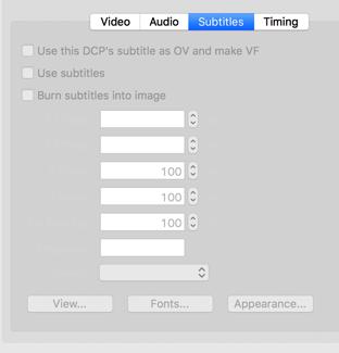 After that you can select that file and edit its properties in the subtitles tab. For more information about subtitling see: https://dcpomatic.
