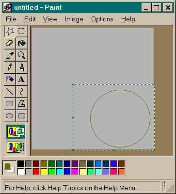 Next, we ll draw a circle (so you can see what s selected), then use the freehand select tool to select the area around it.