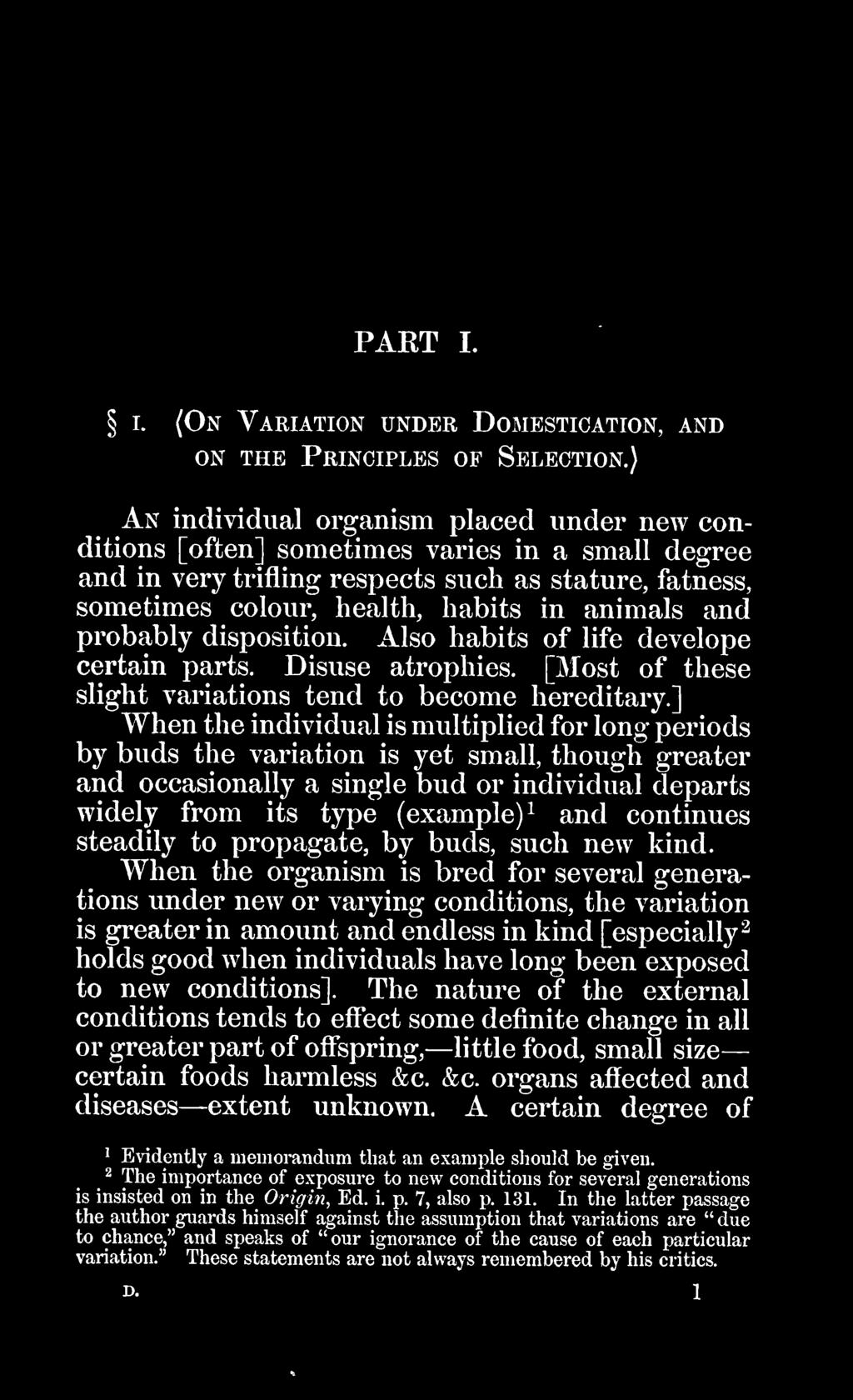 PART I. i. (ON VARIATION UNDER DOMESTICATION, AND ON THE PRINCIPLES OP SELECTION.