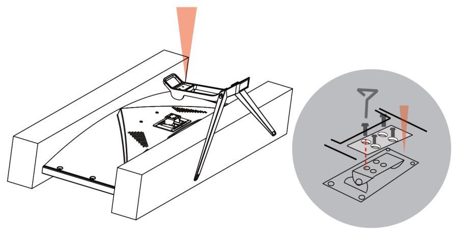 Using two of the included Stand Screws, attach the two Stand Legs to the Stand Base, as shown in the images below. 3.