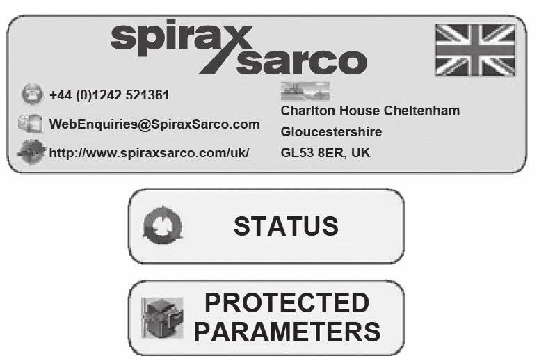 Press the key again to view the screen shown in Figure 3, where a start-up menu offers three alternatives: 1. Spirax Sarco address: contact details for local Spirax Sarco Operating Company. 2.