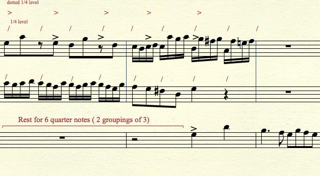 the top subscribes to a sixteenth note level (vice versa at measure 10, see fig 3.4).