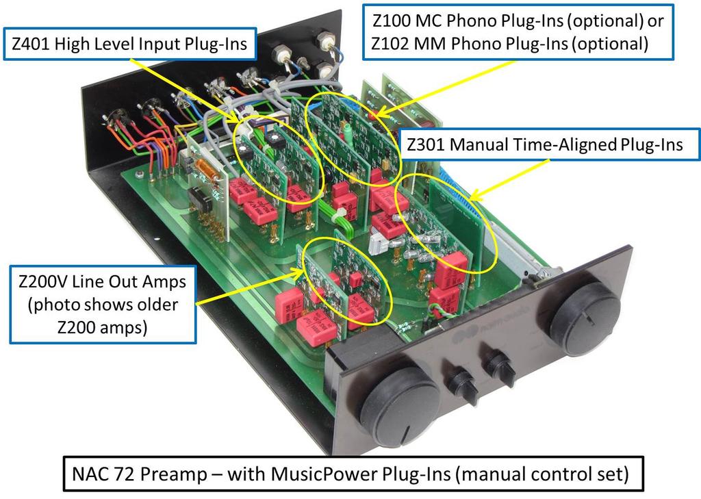 4.4 Installing the Z302 Time-Aligned Plug-Ins (Remote Volume Control set) Remove the MusicPower Z302 Time-Aligned Plug-Ins from their packaging and make sure the ribbon cable connecting the two