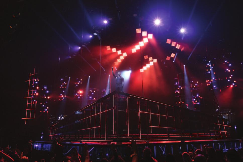 Tasked with designing Usher s new tour, show director/production designer Baz Halpin, of Los Angeles-based Silent House Productions, says that he had a simple brief: Create something modern and