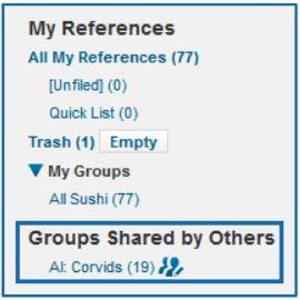 - If the user the group was shared with selects Others Groups from their Organize tab, they will see the screen below.
