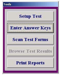 Scan Test Forms 1. Your screen should look like this: 2. Click on Scan Test Forms 3. The options box will appear on screen: 4. Check the options that you want.