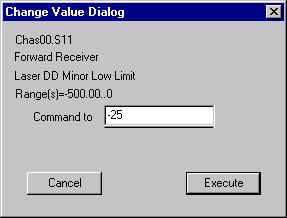 Modifying Forward Receiver Alarm Limits, Continued 2. Double-click the limit you want to change. Result: The Change Value dialog box displays.