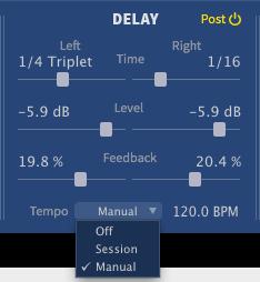 3.5.4 Left/Right Feedback These parameters set the amount of audio that is fed back into each delay.