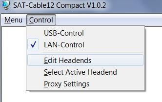 Select Edit Headends to set the connection of the PCU 4141 Select Add New from the submenu The following
