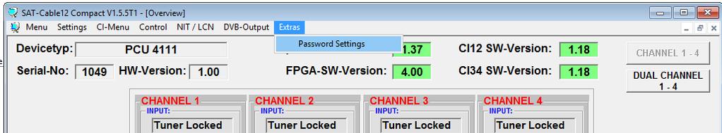 8.8.3. Password function Protection against unauthorized access to the Program-Menu. The password function isn t activated in the factory settings and can be switched on from µc-sw-version 1.