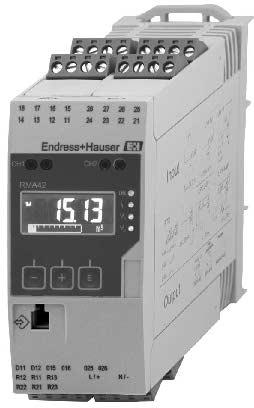 Technical Information RMA42 Process transmitter with control unit Digital process transmitter for mounting on a top-hat rail for monitoring and visualizing analog measured values Application Plant