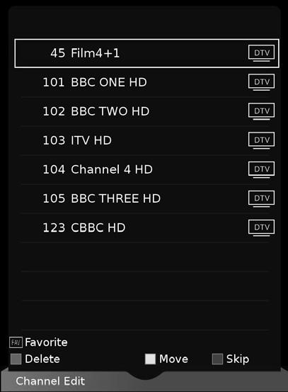 TV Menu Operation CHANNEL MENU This menu is part of the Settings menu, To access the Settings menu, press the [MENU] button on the remote control, scroll right and select Settings by pressing [OK].
