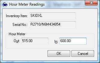 Rental Contracts 7. Enter any returning hour meter or micrometer meter readings if they appear.