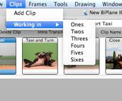 Select the Clips menu and from the Working in option, choose the value you wish to use. This rate is applied only to the current clip.