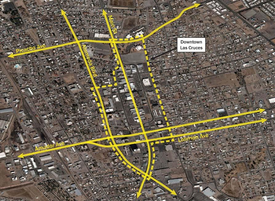 INTRODUCTION Figure 1: Aerial photo of the Las Cruces study area and surrounding neighborhoods. The downtown is well-connected and easily reached by many locally significant routes.