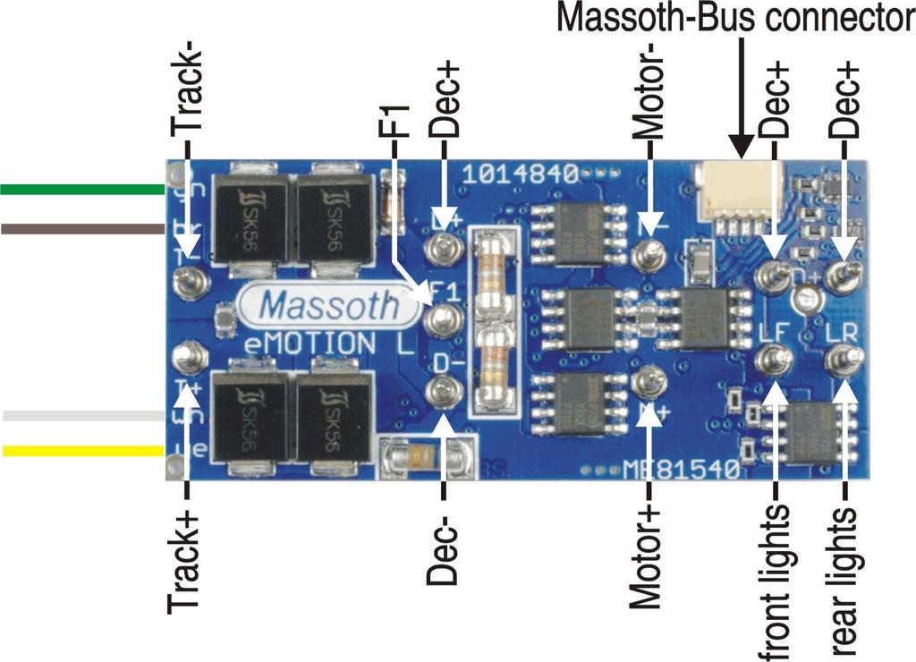Therefor the emotion L decoder may be installed in LGB locomotives that are equipped with a direct-decoder interface. The cable 55026 may be utilized with older interfaces as well (Illustration 4).