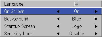Option Select menu name Option. See Menu Operation Method on Page E-33 for information about performing menu operations. The item name display will differ depending on the input signal.