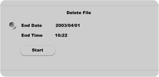 Basic Configuration edvr DS800 4.3.3. Delete Data To delete a specific file range from the current recording HDD.