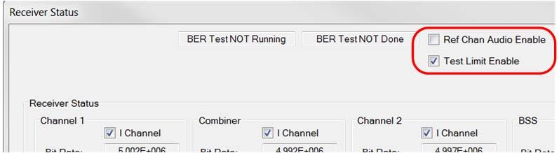 BER Testing The channels listed in the Terminate on drop down menu are determined by the enabled channels on the Rx Status window.