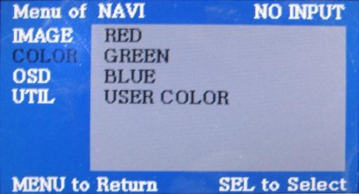 2.3.1 OSD (on screen display) Analog RGB Mode IMAGE COLOR OSD UTIL * BRIGHTNESS * CONTRAST * SHARPNESS * RED : Adjusting red *