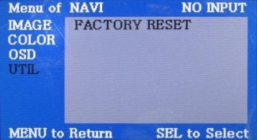 * FACTORY RESET : OSD MENU RESET * USER IMAGE : Selecting one among 4 color options.