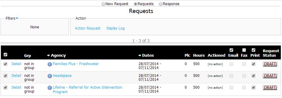 Send Request to Agency STEP 1 Select the Requests radio button.