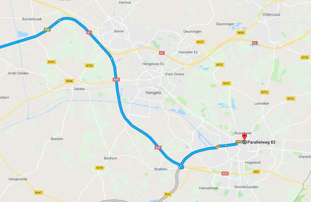 ROUTE DESCRIPTION Directions from highway A1/A30/E30; Amsterdam, Amersfoort, Hannover, Berlin DO NOTE! USE THIS ADDRESS FOR NAVIGATING TO THE VENUE Parallelweg 82 7511 PA Enschede 1.