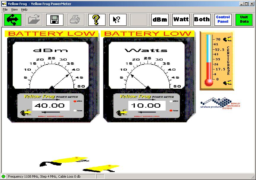 If the Yellow Frog s internal battery is low, the PC displays the following screen. The Yellow Frog LCD also shows lo bat.