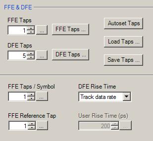 Operating basics Equalizer Taps Pressing the FFE Taps button displays a dialog showing the current FFE tap values. You can specify each FFE tap coefficient individually.
