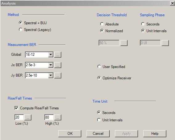 Operating basics About analysis settings About analysis settings The Analysis settings affect how measurements are made and displayed.