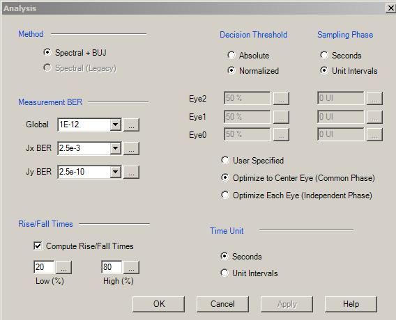 Operating basics About analysis settings PAM4 Analysis dialog box TIP. Changes to Analysis settings are reflected in the current plots and results.
