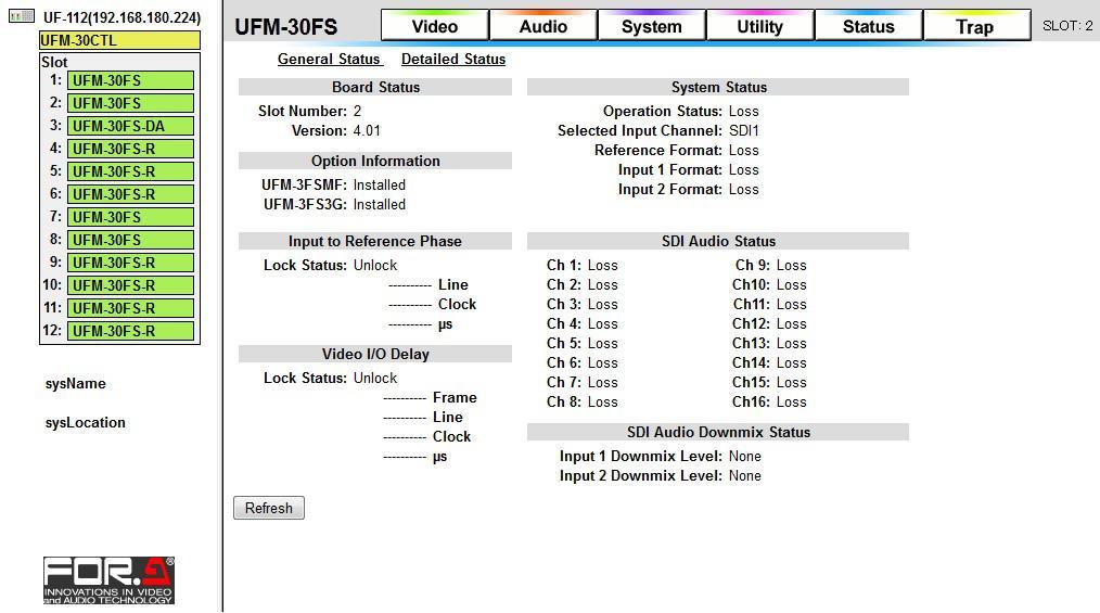 5. Controlling UFM-30FS/FS-R/FS-DA The UFM-30CTL can control multiple UFM-30FS, UFM-30FS-R and UFM-30FS-DA cards that are installed in the same UFM frame from a web browser on a computer.