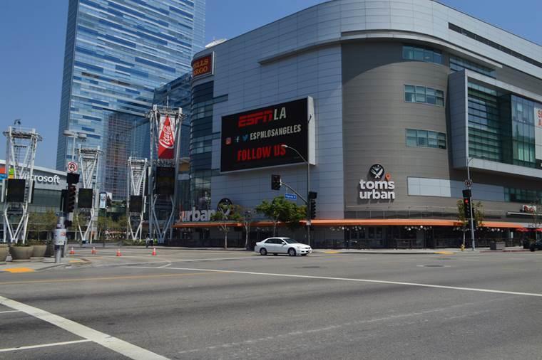 The prime location at the corner of Figueroa and Chick Hearn Court offers high visibility to thousands