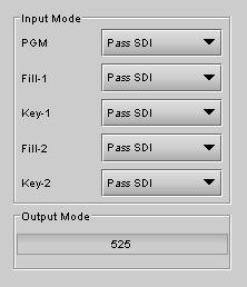 6.4.4 Video Config The Video Config panel allows the source for each physical input (PGM IN, FILL-1, KEY-1, FILL-2, KEY-2) to be changed between Pass SDI, Color Field 1,