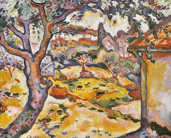1. Georges Braque: Pokrajina v L'Estaque/Landscape at L'Estaque Slika 6: Georges Braque: Pokrajina v L'Estaque; 1906; Olje na platnu Francoski inovativni slikar in grafik Georges Braque se je na