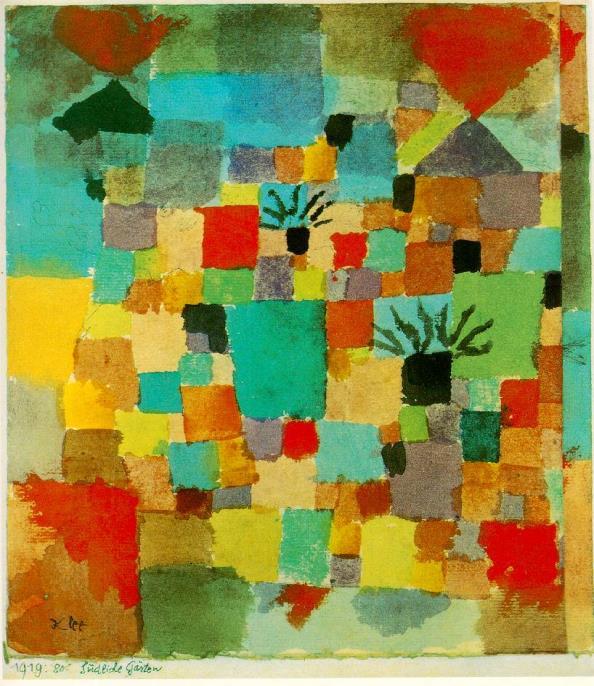 5. Paul Klee: Tunizijski vrtovi/southern (Tunisian) gardens Slika 10: Paul Klee: Tunizijski vrtovi/southern (Tunisian) gardens; 1919; Akvarel; Collection Heinz Berggruen Pariz Paul Klee je