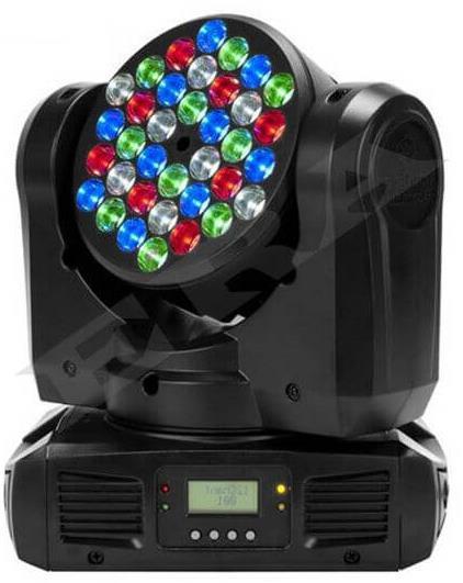36*3W Led Moving Head YY-L363 -Input voltage: 100-240V, 50-60Hz -Light source: 36 pcs 3W RGBW 4 in 1 Cree LEDs(R6, G12, B12, W6) -Power consumption: 160W -Channel: 9/12/16 channels