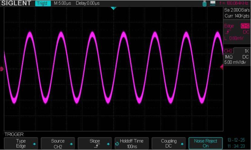 Figure 24 Turn on the Noise Reject If the signal you are probing is noisy, you can set up the oscilloscope to reduce the noise in the trigger path and on the displayed waveform.