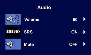 Audio sub menu Volume: Press or key to adjust the degree of Volume.