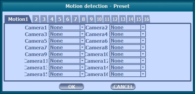 5-3) Motion Detection You can choose the action after motion detection between relay, buzzer sound, pop up, spot pop up, and HD spot pop up. Also you can choose more than one action.