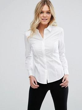 White collared/ button down blouse w/ black dress