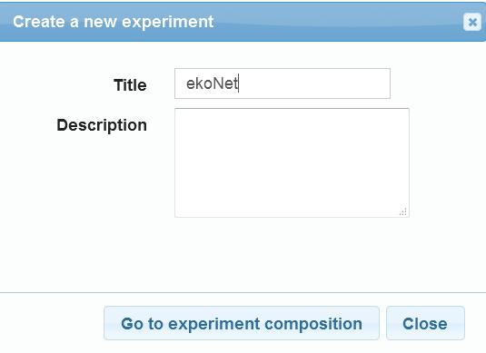 Step 2: Create a new experiment To create a new experiment, the Researcher needs to select from the My Reserved Resources List all resources that will be included in the experiment and to select a