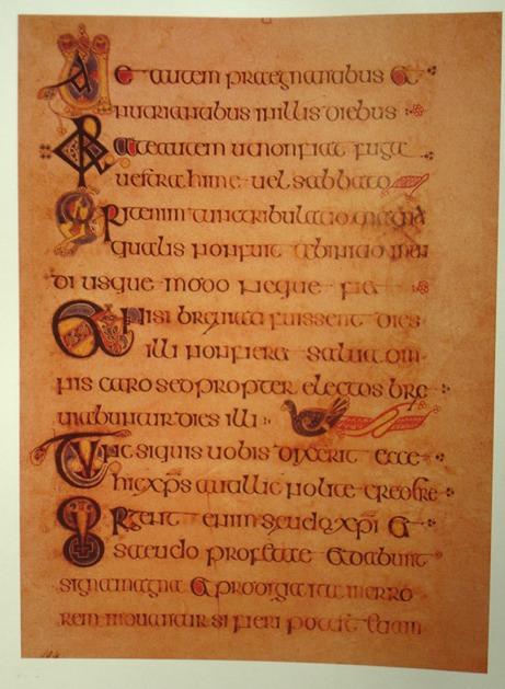 The Book of Kells, text page with ornamental initials, c. 794-806 CE.
